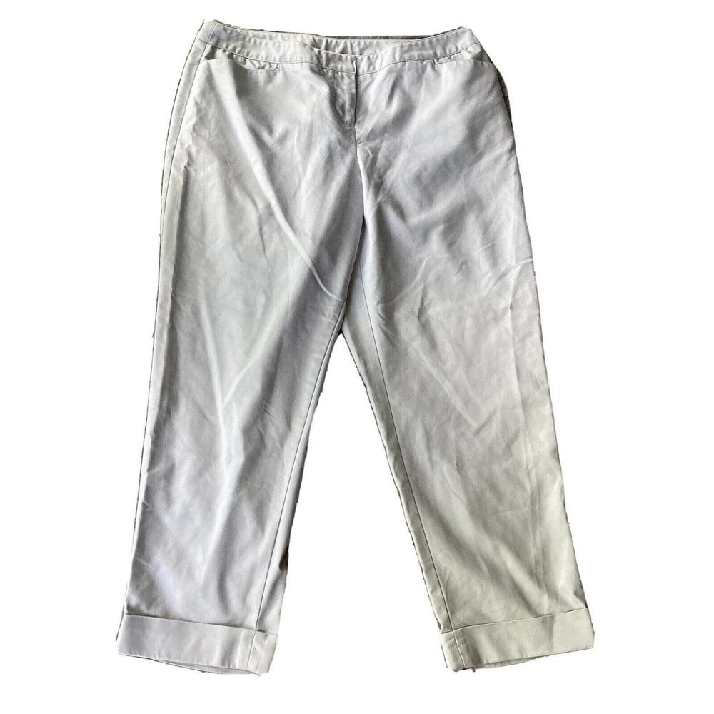 Lane Bryant Women's Sz 16 Pants Roll Cuff Trousers Gray Slant Pockets Straight